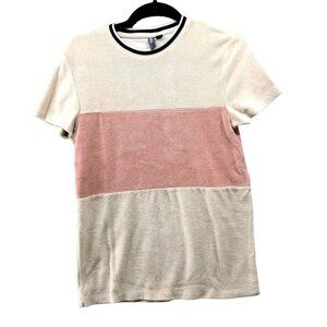 Asos Terry T Shirt Mens XS Colorblock Neutral Beige‎ Tan Short Sleeve Crewneck